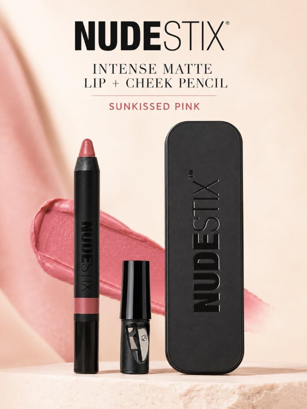 NUDESTIX Intense Matte Lip + Cheek Pencil Sunkissed Pink Set